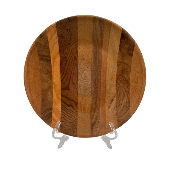 Vintage Artisan Wood Serving Platter Elegant Handcrafted Decorative Display Bowl - Picture 1 of 4